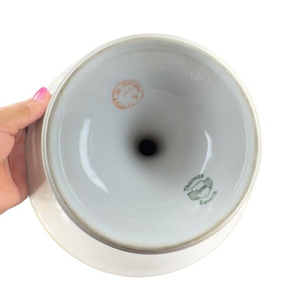 Thomas Bavaria Decope WJS Porcelain Ceramic Cake Stand Plate Footed Compote VTG - Picture 8 of 14